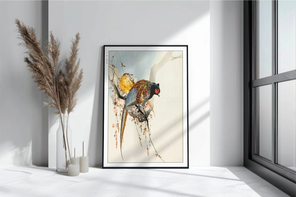 Ohara Koson - Pheasant Couple & Plum Blossom - Art Only with Decor