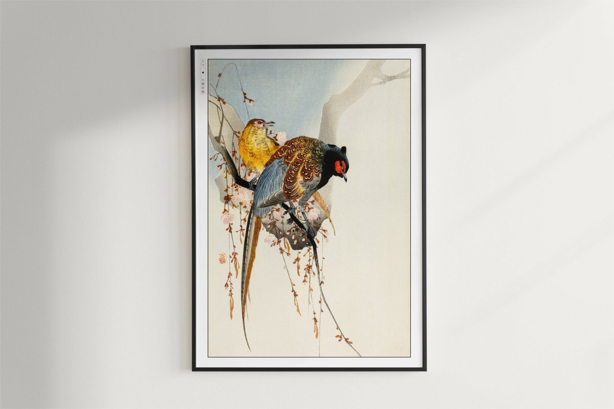 Ohara Koson - Pheasant Couple & Plum Blossom - Art Only - Black Frame