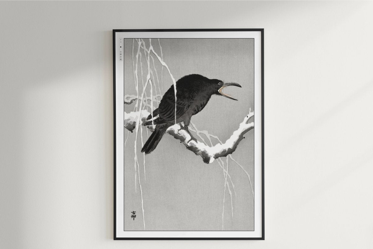 Ohara Koson - Cawing Crow on a Snowy Branch - Art Only - Unframed