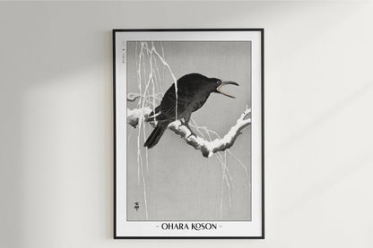 Ohara Koson - Cawing Crow on a Snowy Branch - Artist Name Unframed
