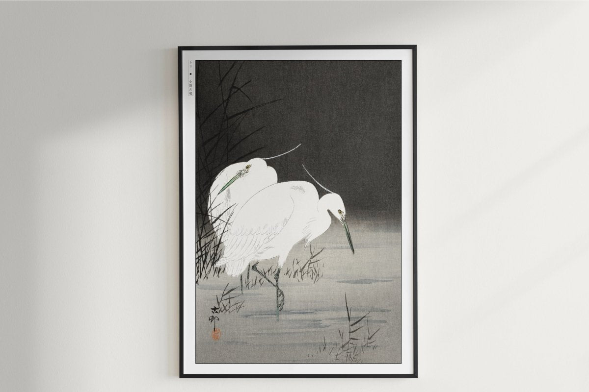 Ohara Koson - Two Egrets in the Reeds - Art Only - Unframed