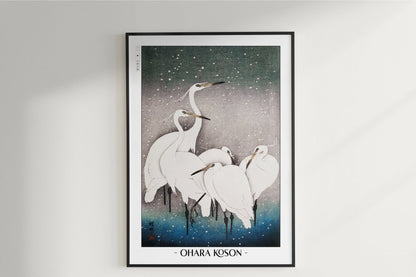 Ohara Koson - Group of Egrets - Artist Name Unframed