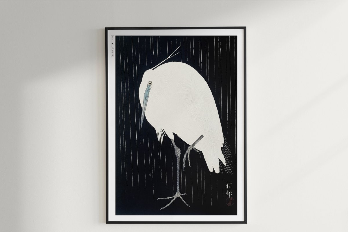 Ohara Koson - Egret in the Rain - Art Only - Unframed
