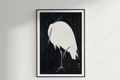 Ohara Koson - Egret in the Rain - Art Only - Unframed