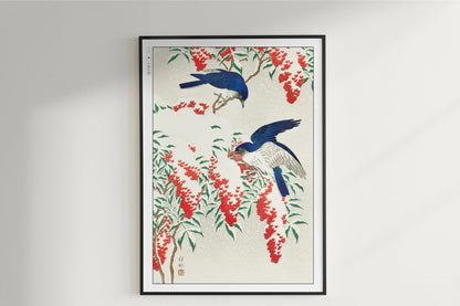 Ohara Koson - Flycatchers in Snow - Art Only - Unframed