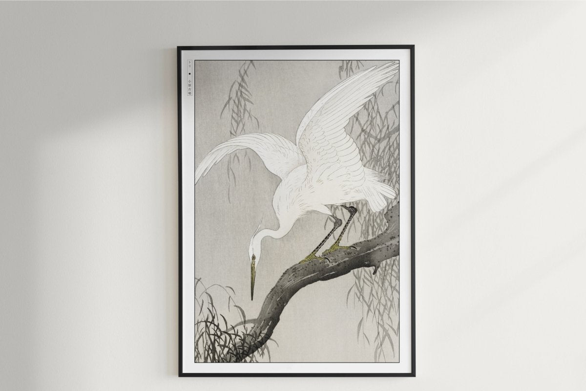 Ohara Koson - White Heron on a Tree Branch - Art Only - Unframed