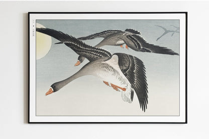 Ohara Koson - Birds at Full Moon - Art Only - Unframed