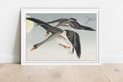 Ohara Koson - Birds at Full Moon - Art Only - White Frame