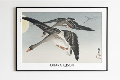 Ohara Koson - Birds at Full Moon - Artist Name Unframed