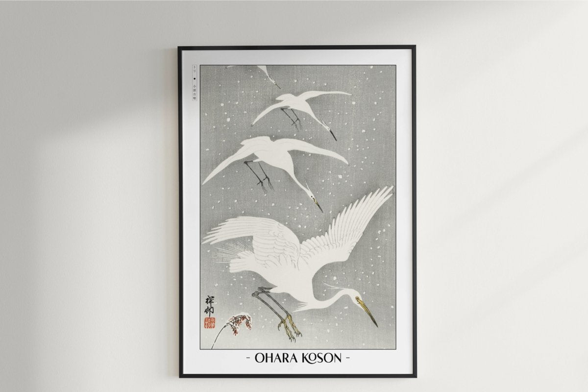 Ohara Koson - Descending Egrets in Snow - Artist Name Unframed