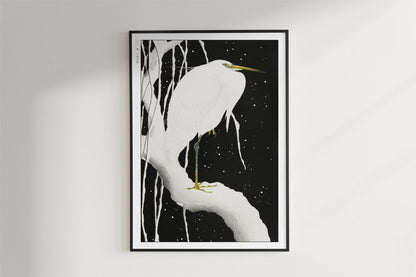 Ohara Koson - Heron in the Snow - Art Only - Black Frame