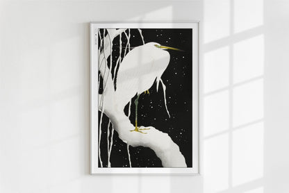 Ohara Koson - Heron in the Snow - Art Only - White Frame