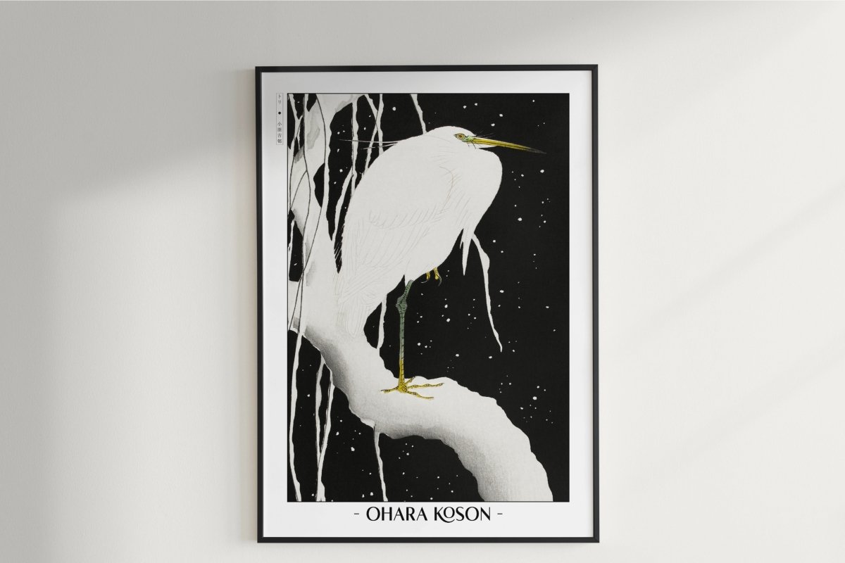 Ohara Koson - Heron in the Snow - Artist Name Unframed