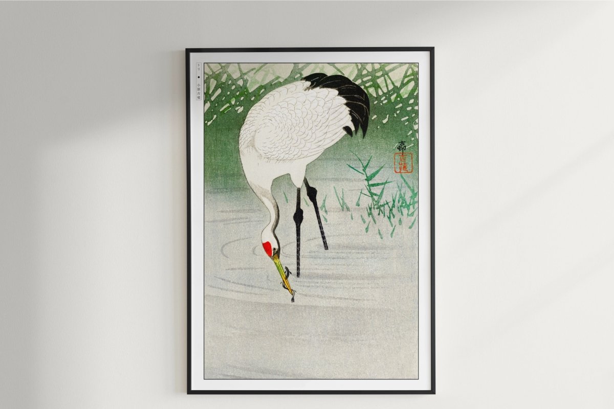 Ohara Koson - Crane Fishing in Shallow Water - Art Only - Unframed
