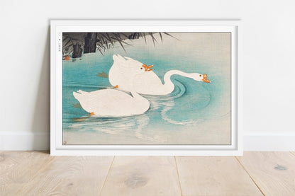 Ohara Koson - Geese Amid Reeds - Art Only - White Frame
