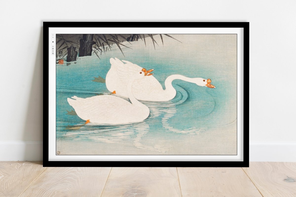 Ohara Koson - Geese Amid Reeds - Art Only - Black Frame