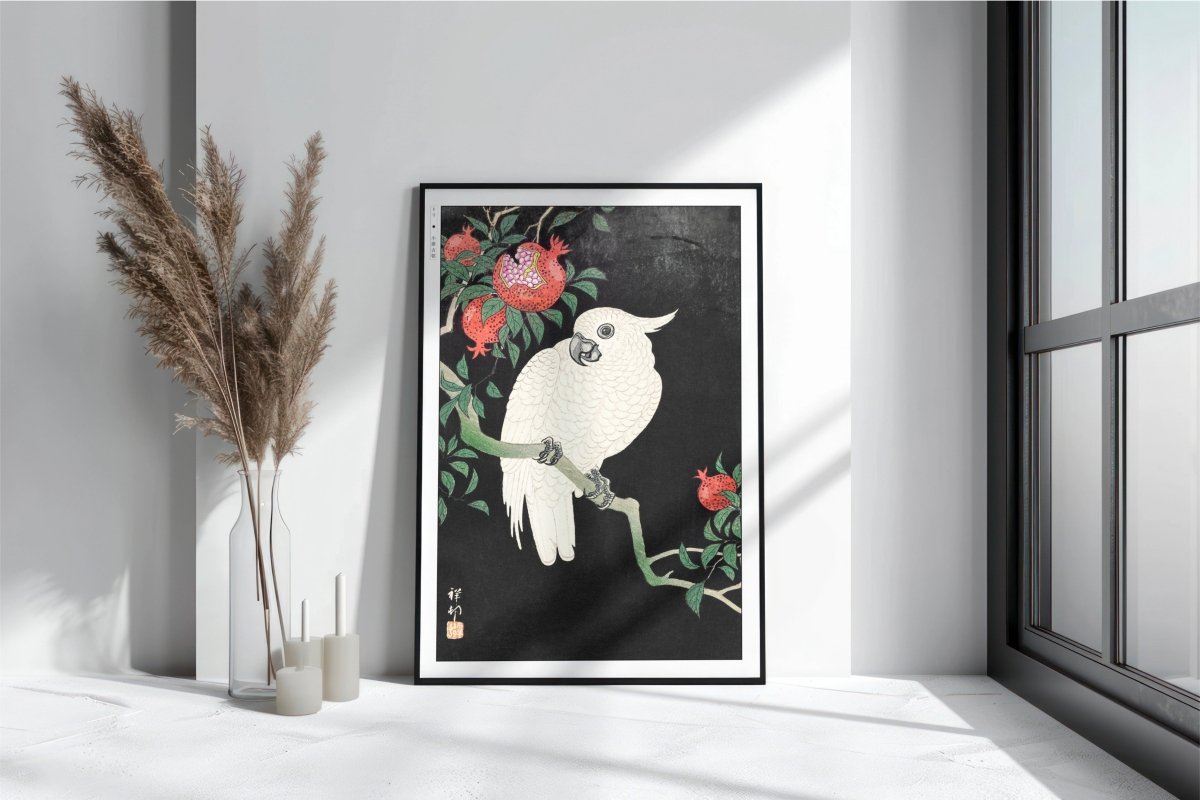 Ohara Koson - Parrot & Pomegranate - Art Only with Decor