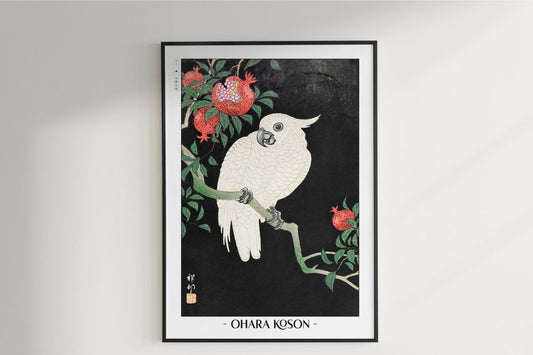 Ohara Koson - Parrot & Pomegranate - Artist Name Unframed
