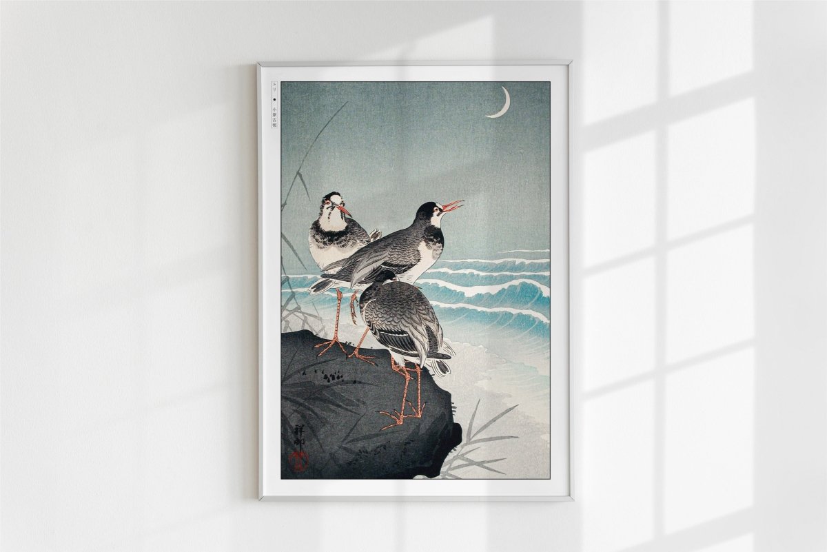 Ohara Koson - Snipes at the Shore - Art Only - White Frame