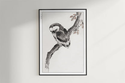 Hokusai - Owl - Art Only - Black Frame
