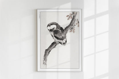 Hokusai - Owl - Art Only - White Frame