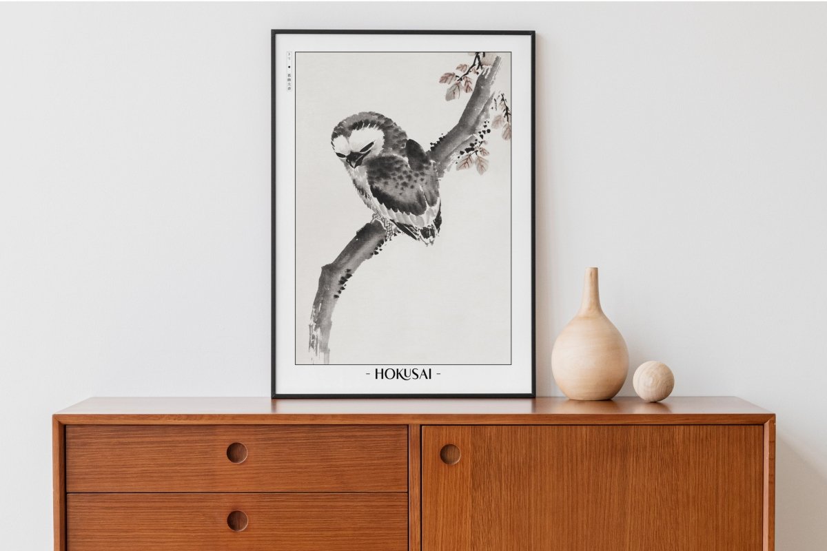 Hokusai - Owl - Artist Name with Decor