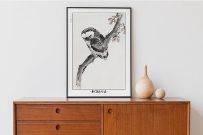 Hokusai - Owl - Artist Name with Decor