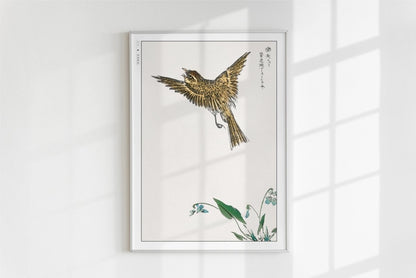 Numata Kashu - Water-Pipit & Viola - Art Only - White Frame
