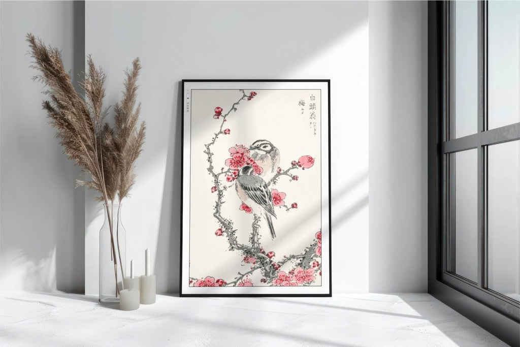 Numata Kashu - Pine Bunting & Plum Tree - Art Only with Decor