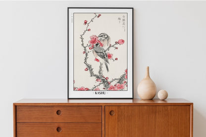 Numata Kashu - Pine Bunting & Plum Tree - Artist Name Unframed