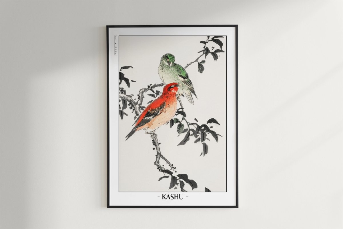 Numata Kashu - Crossbill - Artist Name - Black Frame
