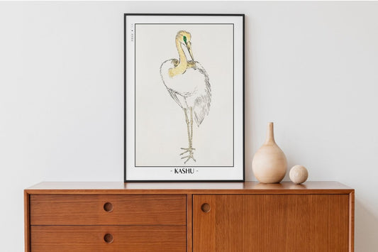 Numata Kashu - Great White Egret - Artist Name Unframed