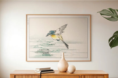 Numata Kashu - Grey Wagtail Bird - Art Only with Decor