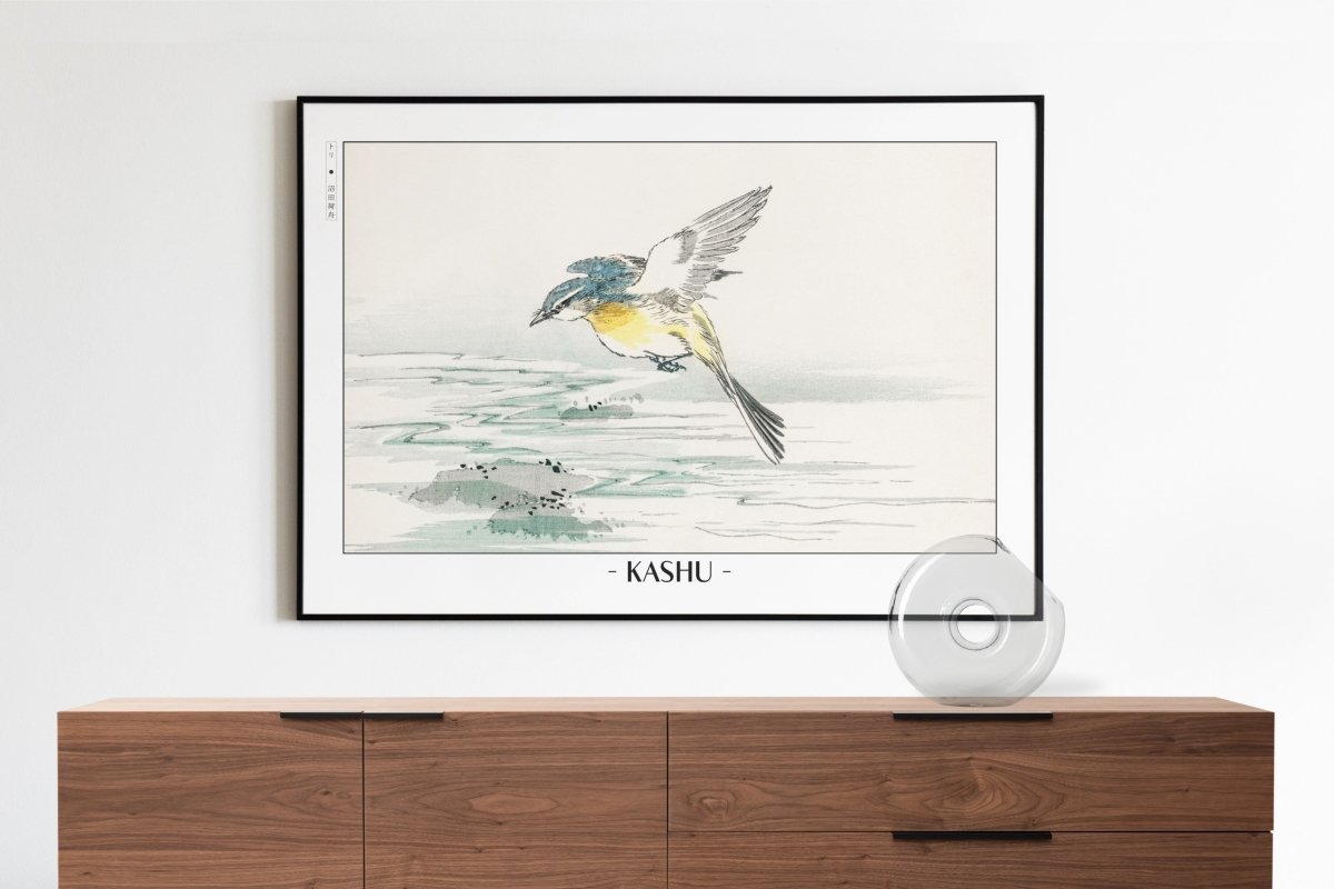 Numata Kashu - Grey Wagtail Bird - Artist Name Unframed