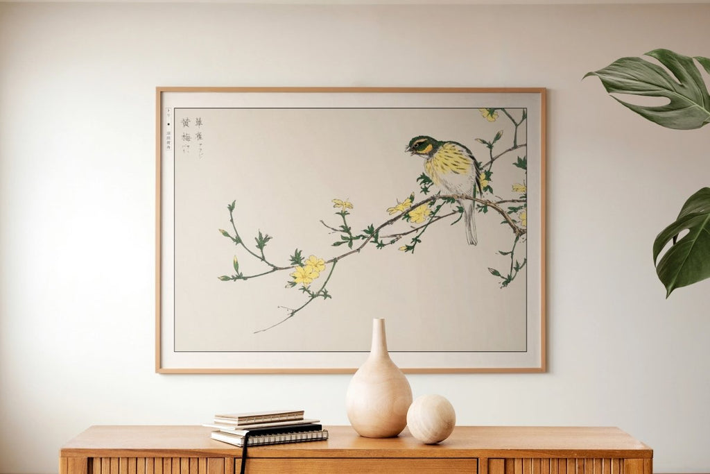Numata Kashu - Japanese Bunting & Plum Tree - Art Only with Decor