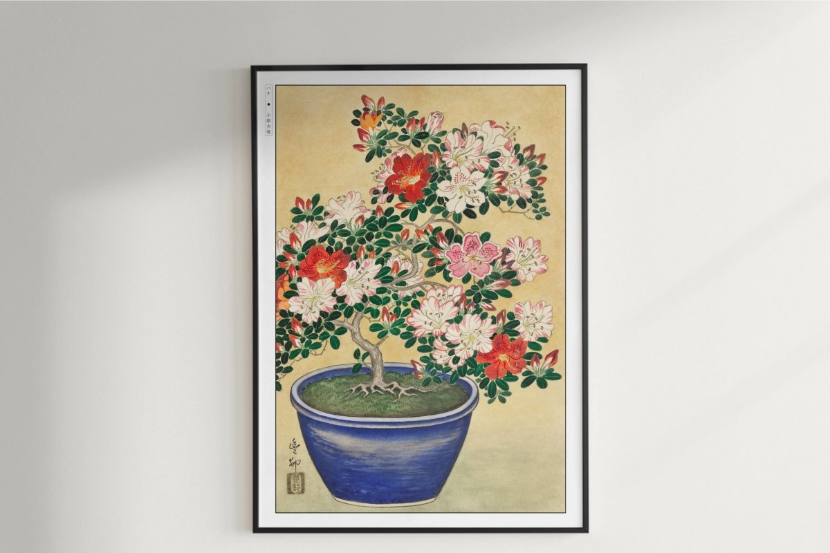 Ohara Koson - Blooming Azalea in Blue Pot - Art Only - Unframed