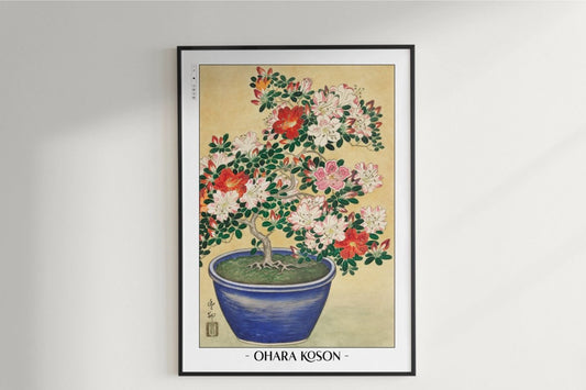 Ohara Koson - Blooming Azalea in Blue Pot - Artist Name Unframed