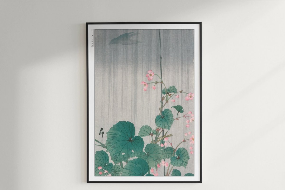 Ohara Koson - Begonia in the Rain - Art Only - Unframed