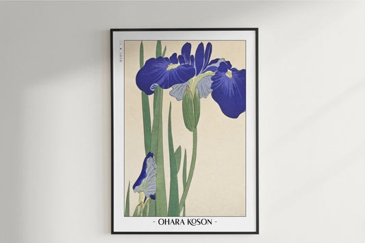 Ohara Koson - Blue Irises - Artist Name Unframed