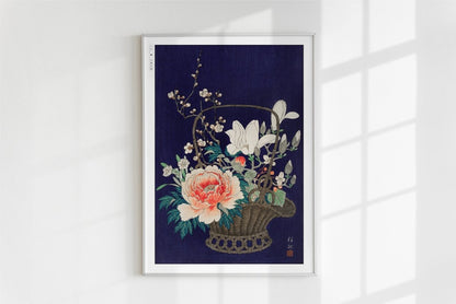 Ohara Koson - Bamboo Flower Basket - Art Only - White Frame