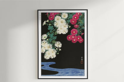 Ohara Koson - Chrysanthemums & Running Water - Art Only - Unframed
