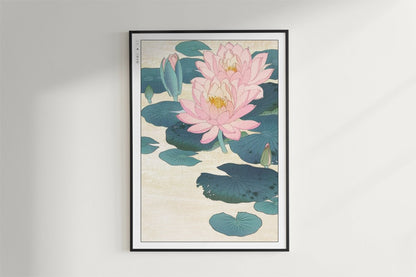 Ohara Koson - Water Lily - Art Only - Black Frame