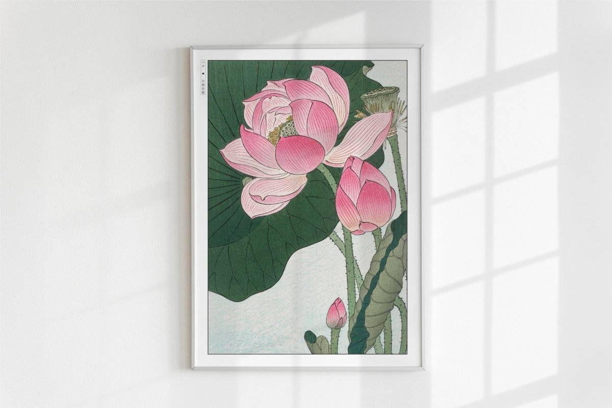 Ohara Koson - Blooming Lotus Flowers - Art Only - White Frame