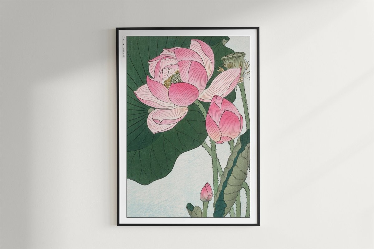 Ohara Koson - Blooming Lotus Flowers - Art Only - Black Frame