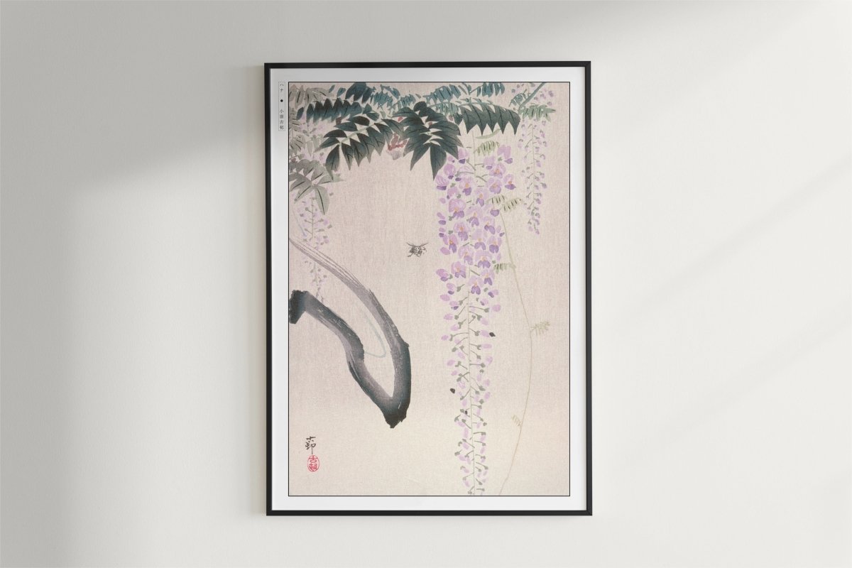 Ohara Koson - Wisteria & Bee - Art Only - Black Frame