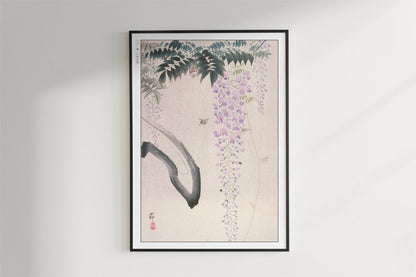 Ohara Koson - Wisteria & Bee - Art Only - Black Frame