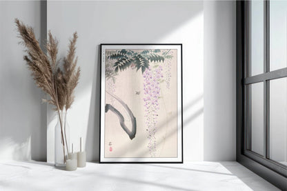 Ohara Koson - Wisteria & Bee - Art Only with Decor