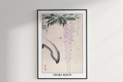 Ohara Koson - Wisteria & Bee - Artist Name Unframed