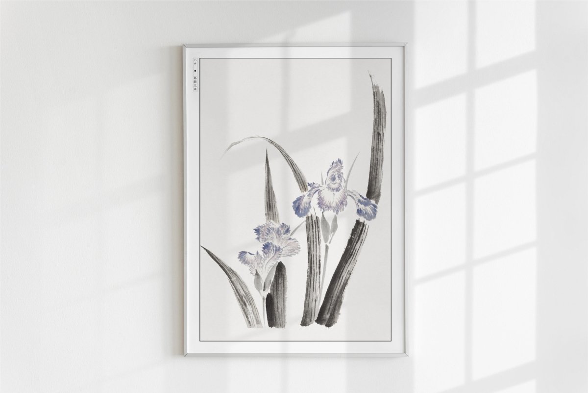 Hokusai - Japanese Irises - Art Only - White Frame