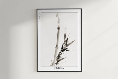 Hokusai - Bamboo Shoot - Artist Name - Black Frame